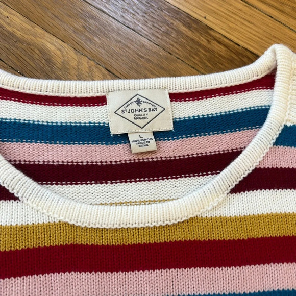 NWT St. John’s Bay Multi-Colored Knit Striped Sweater | L - Picture 5 of 5